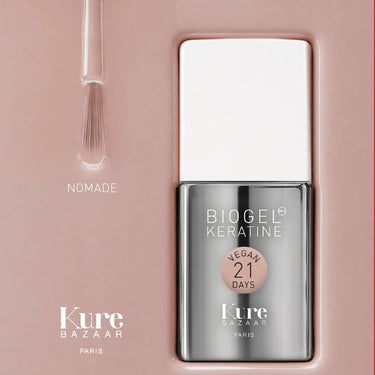Kure Bazaar Biogel Keratine Gel Polish Nomade bottle and texture swatch