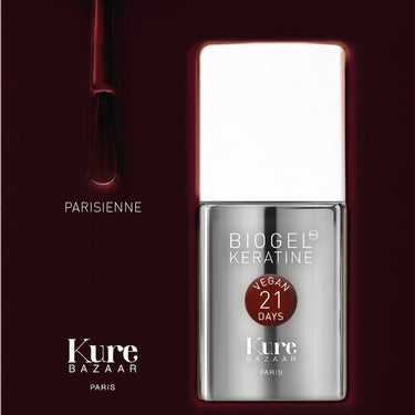 Kure Bazaar Biogel Keratine Gel Polish Parisienne bottle and texture swatch