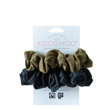 Kooshoo Organic Hair Scrunchies in Black Olive | Plastic Free Hair Accessories