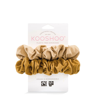 Kooshoo Organic Hair Scrunchies in Gold Sand | Plastic Free Hair Accessories