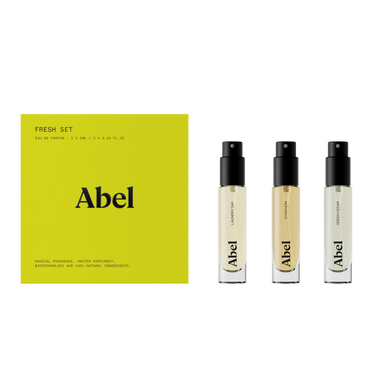 Abel Natural Perfume Gift Set - Fresh, three 6 mls beside and open trio box