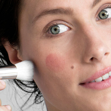 Ere Perez Eco Vegan Multi-Purpose Brush, blush applied with brush to cheeks