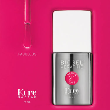 Kure Bazaar Biogel Keratine Gel Polish Fabulous bottle and texture swatch