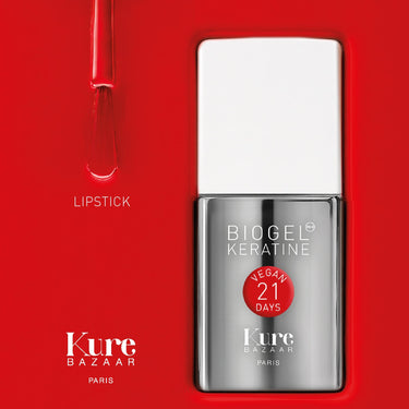 Kure Bazaar Biogel Keratine Gel Polish Lipstick bottle and texture swatch