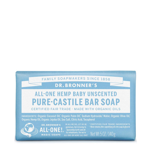 DR BRONNER PURE CASTILE SOAP BAR UNSCENTED