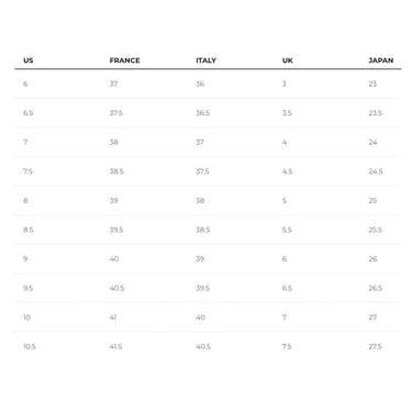 Women's gucci shoe size chart on sale