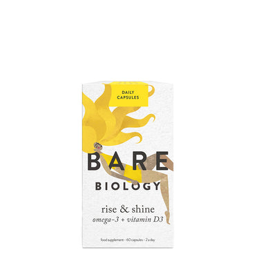 Bare Biology Rise & Shine Omega 3 + Vitamin D3 Capsules | Natural Supplements