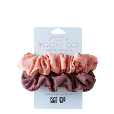 Kooshoo Organic Hair Scrunchies in Coral Rose | Plastic Free Hair Accessories