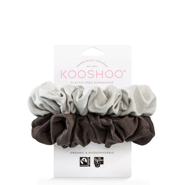 Kooshoo Organic Hair Scrunchies in Moon Shadow | Plastic Free Hair Accessories